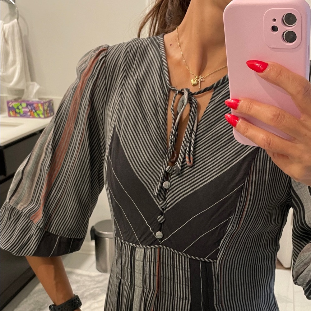 Universal Thread Silver Gray Pleated Wrap Dress - image 2